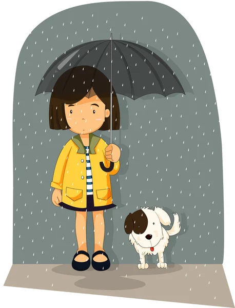 stock vector Girl with dog