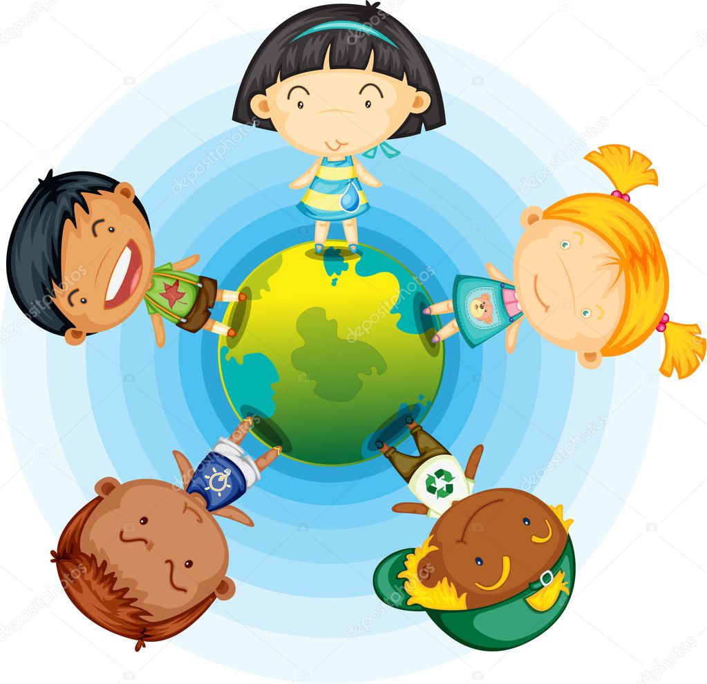 Childrens Standing Round the Globe
