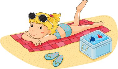 girl at beach clipart