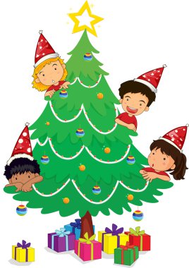 kids at christmas clipart