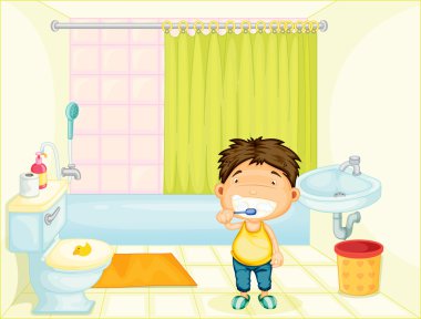 Brushing boy clipart