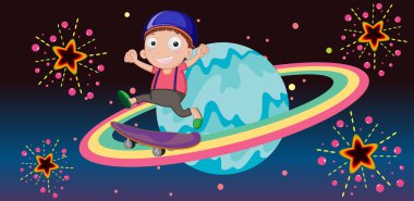 boy on a planet clipart