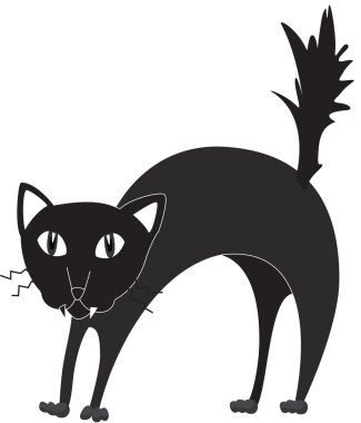 Beyaz üstüne siyah kedi gösteren resim