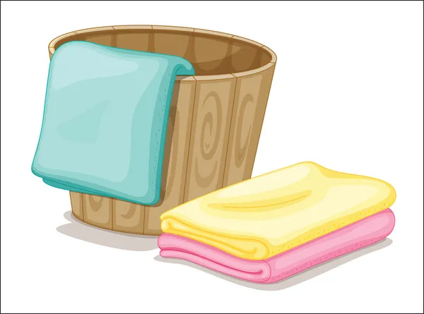 Eimer und Handtücher — Stockvektor