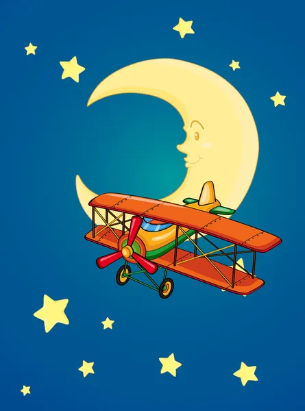 月と飛行機 — ストックベクタ
