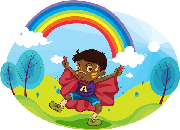 Chlapec a rainbow — Stockový vektor