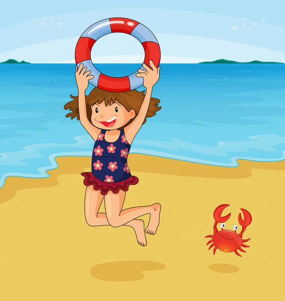 Girl at beach — Stock Vector