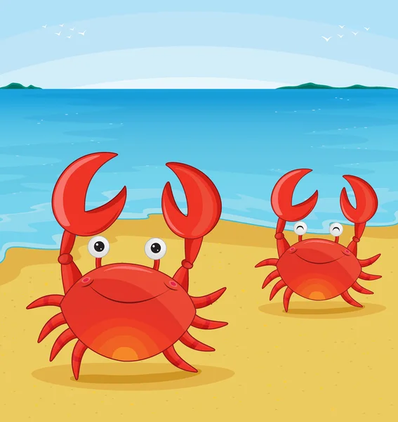Krabben op strand — Stockvector