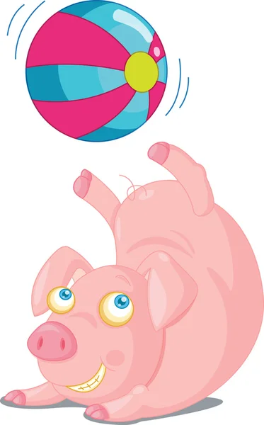 Illustration of a cartoon pig on white — Stock Vector