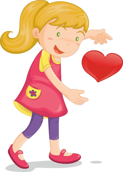 Girl with heart — Stock Vector