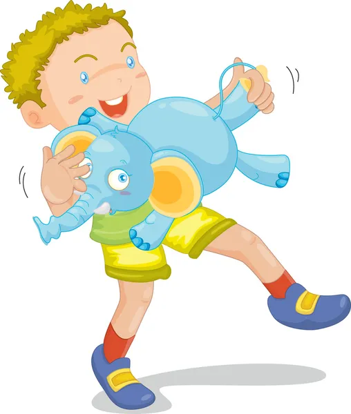 Boy with animal toy — Stock Vector