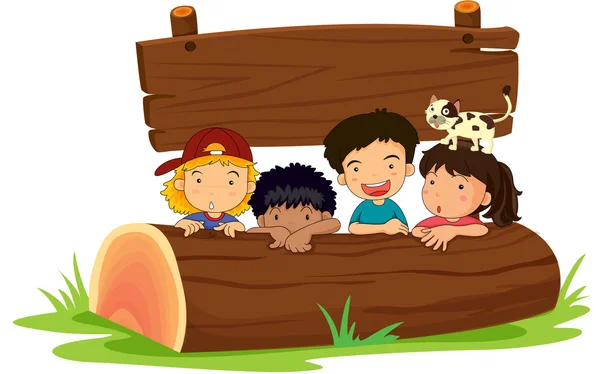 Děti na log — Stockový vektor