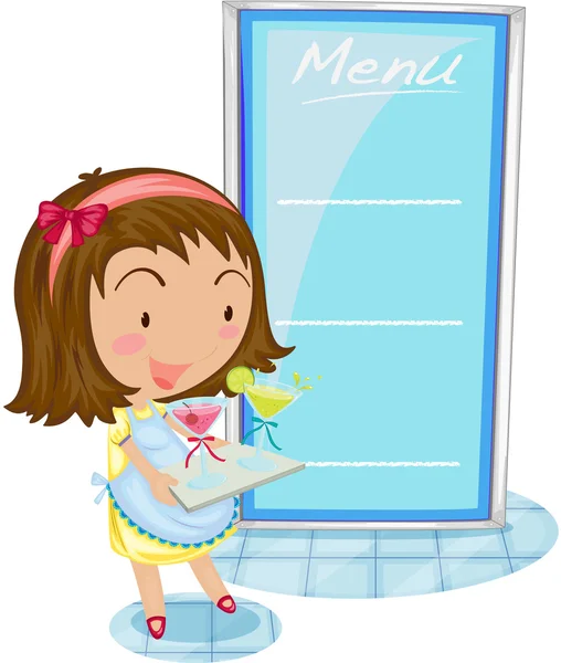 Girl and menu — Stock Vector