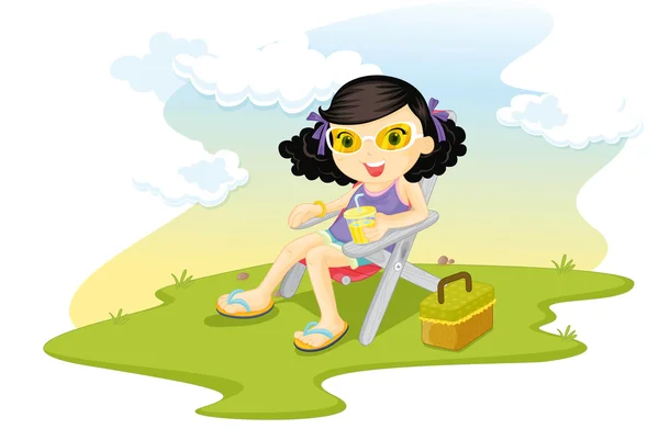 Εικονογράφηση του το κορίτσι που κάθεται στην καρέκλα — Διανυσματικό Αρχείο