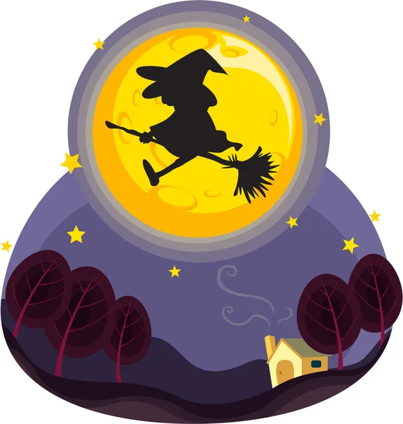 Witch flying — Stock Vector