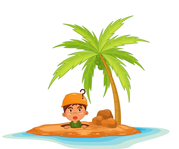 Illustration des Jungen auf der Insel — Stockvektor