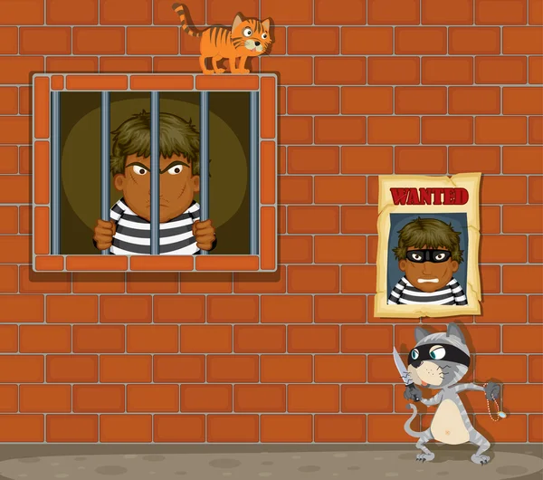Voleur en prison — Image vectorielle