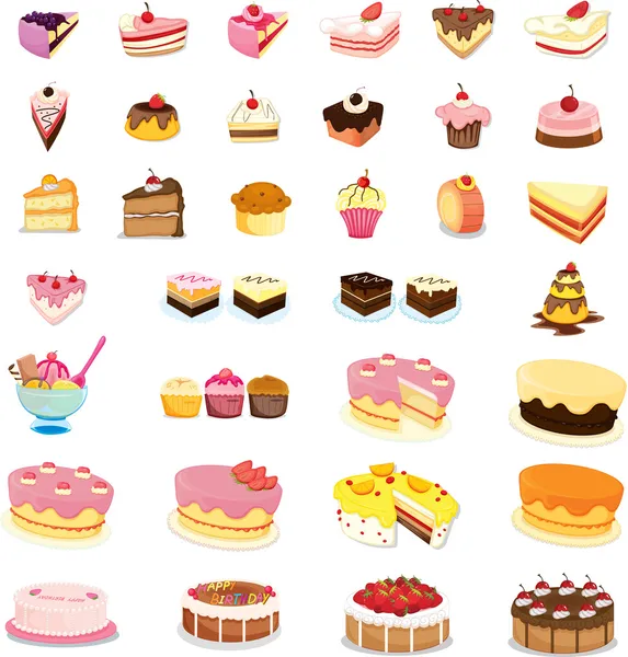 Tortas mixtas y postres — Vector de stock