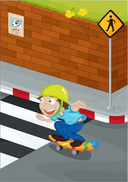 Illustration of kid near the signal — Stock Vector