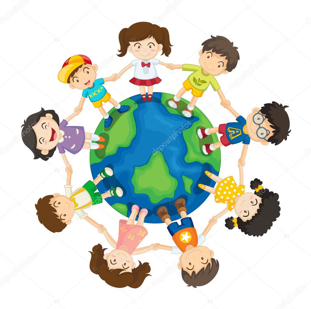 Niños alrededor del mundo — Vector de stock © interactimages #9993640