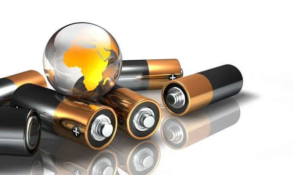 Batterien und Globus — Stockfoto