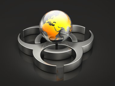 Globe and Biohazard Symbol clipart