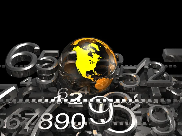 Globe en chroom nummers — Stockfoto