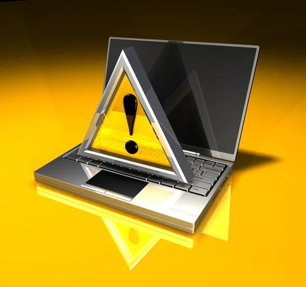 Laptop und Aufmerksamkeitssymbol — Stockfoto