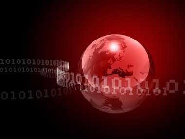 Data Stream and Red Globe clipart