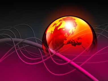 Earth and Magenta Cables clipart