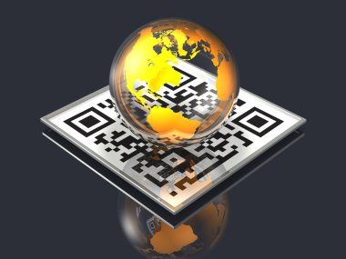 Globe And QR Code clipart