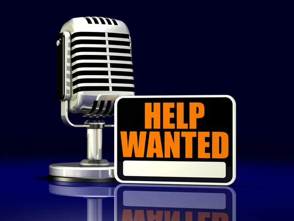 Microphone and Help Wanted Sign
