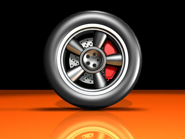Automotive Wheel and Disc Brakes — Stock Photo, Image