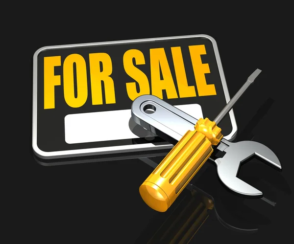 For Sale Sign and Tools 로열티 프리 스톡 사진