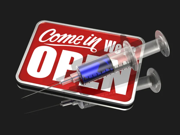 Syringe and Open Sign Ліцензійні Стокові Зображення