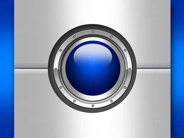 Серебряно-голубая кнопка — стоковое фото