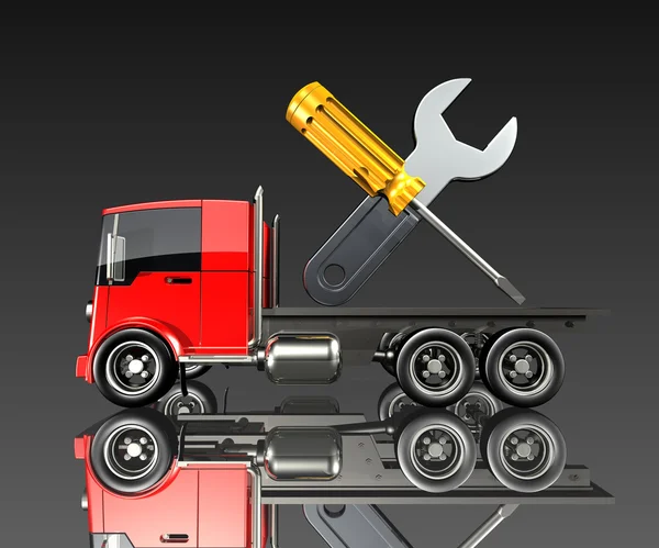 Reparatie van vrachtwagens — Stockfoto