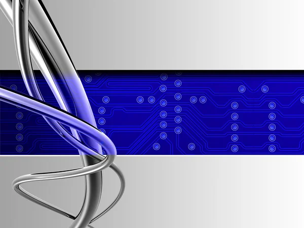 Chrome kabels en blauwe printplaat — Stockfoto