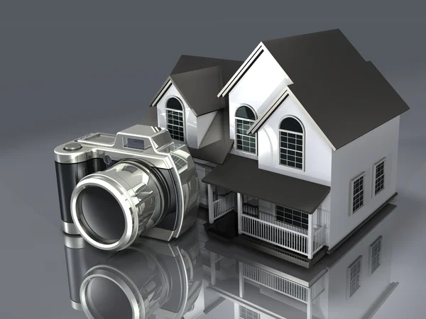 Дом и камера Стоковое Изображение