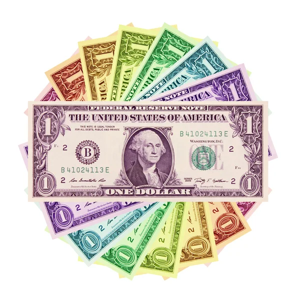 다채로운 1 달러 지폐 — 스톡 사진