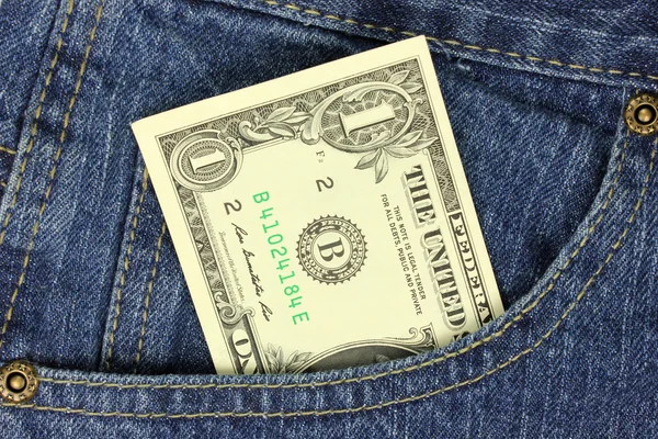Banconota da un dollaro in tasca — Foto Stock