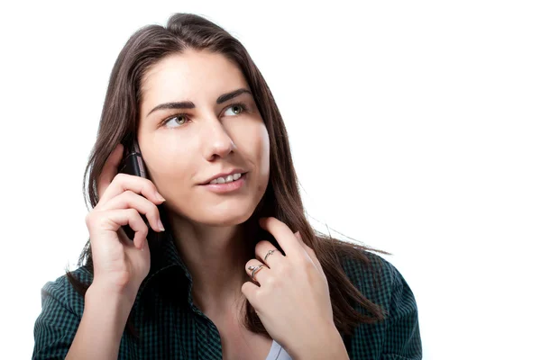 stock image Girl speaking on a selfphone