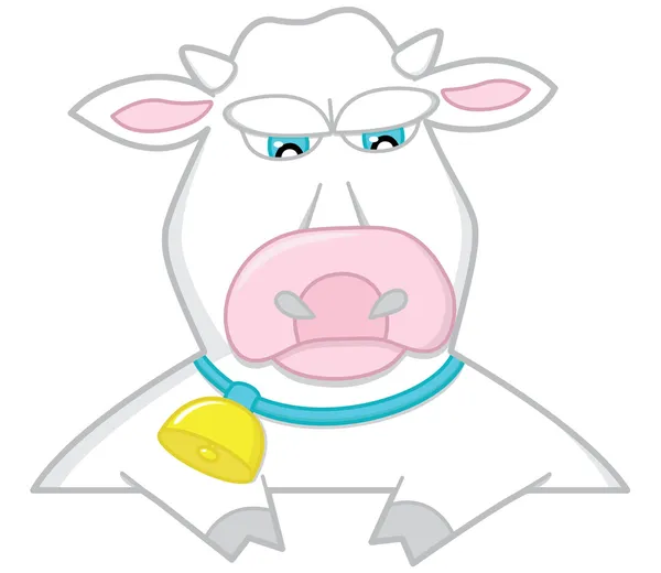 Szomorú fehér tehén — Stock Vector