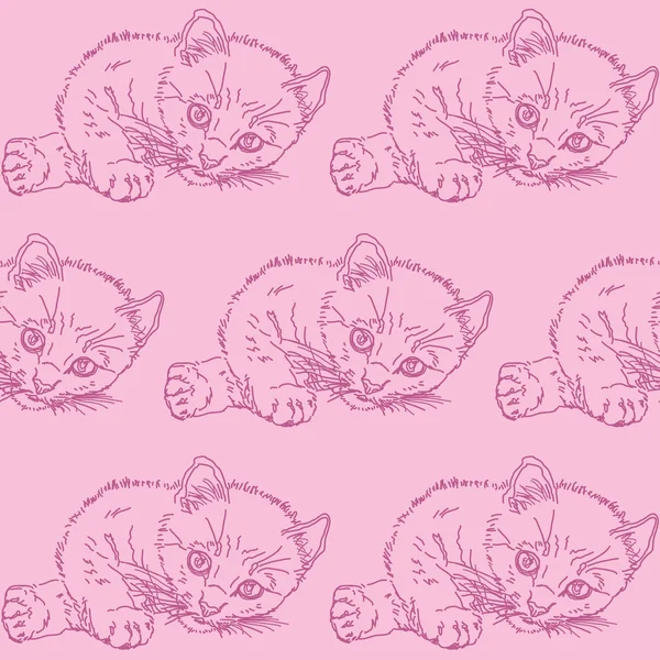 粉红色图案与猫 — 图库矢量图片