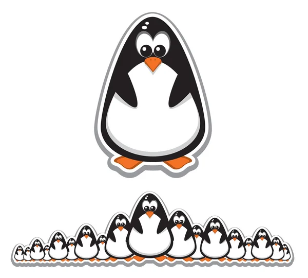 Crowd of Cute Penguins — Stock Vector