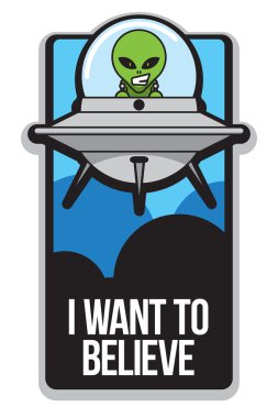 Cartoon Alien Poster clipart