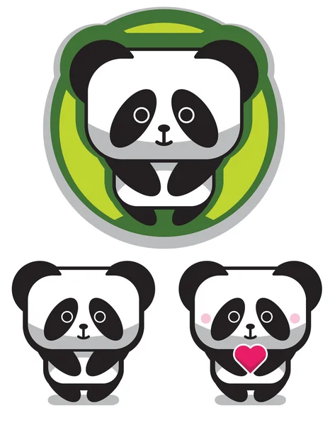 Carino romantico panda orso — Vettoriale Stock