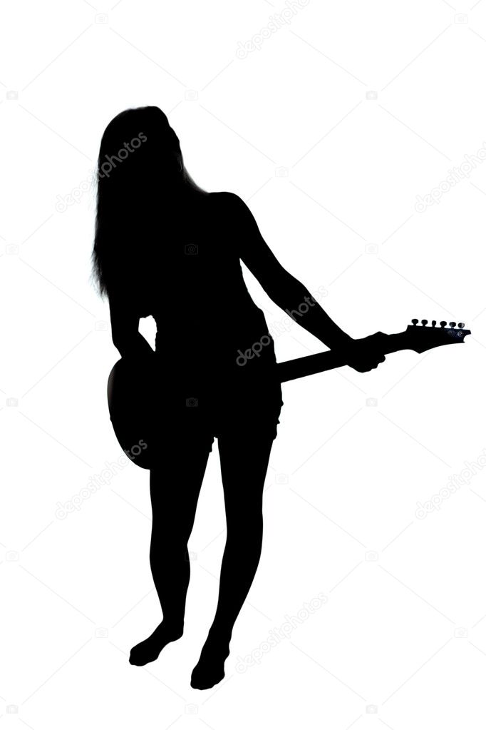 Woman guitar back Stock Photos Royalty Free Woman guitar back