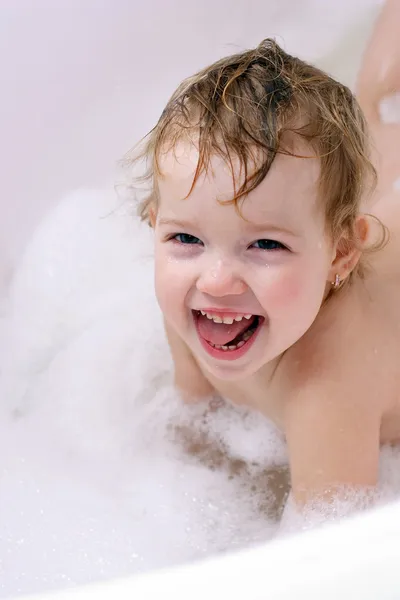 Baby is swimming — Stock Photo, Image