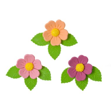 Flowers and green leaves of the sugar and mastic, clipart